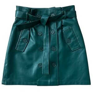 Forever 21 Faux Leather Wrap Belted Mini Skirt Green Size Medium